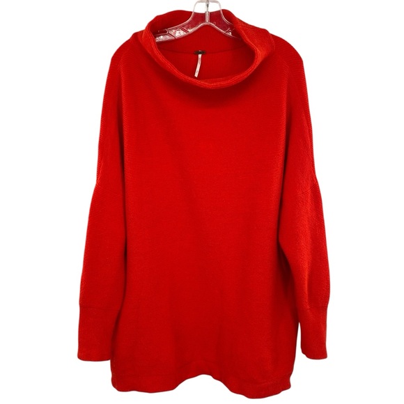 Free People Sweaters - Free People Ottoman Tunic Red Ribbed Oversized Slouchy Knit Sweater